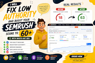 increase your semrush authority score to 50plus with strategic SEO