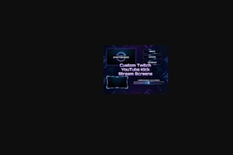 design animated twitch overlay, kick stream overlay and webcam package