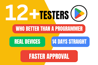 provide 12 testers for google play closed testing for 14 days 12 real tester
