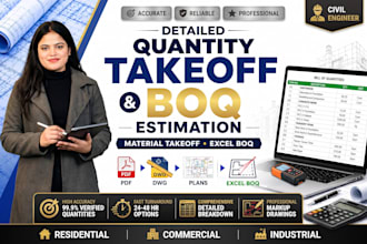 prepare an accurate construction material takeoff and excel boq