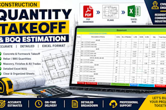 prepare construction quantity takeoff and boq in excel