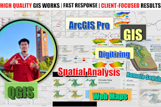 draw gis maps, remote sensing analysis and spatial data visuals