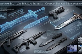 custom knife cad design, edc, hunting, tactical blade and prototype
