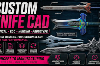 design custom knife cad models for tactical, hunting and edc manufacturing