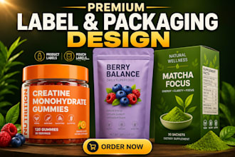 do product label design, supplement label design and packaging design mockup