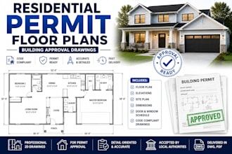 create residential permit floor plans, city building permit approval drawing