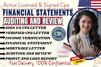 audit financial statements, review profit and loss, proof of funds US CPA letter