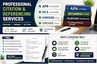 edit citations and make references in apa, harvard, mla and chicago formats