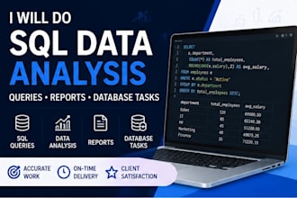 do sql data analysis, database queries, reports and insights