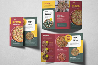 design editable trifold brochure booklet for restaurant takeout menu marketing