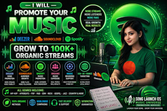 promote deezer song grow to 100k streams soundcloud bandcamp amazon music promot