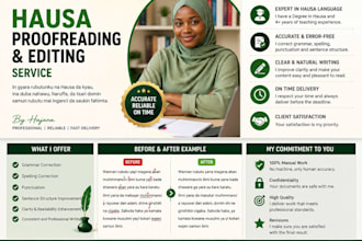 proofread and edit your hausa documents professionally