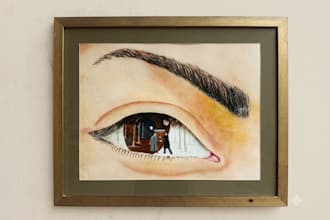 create oil painting hand made logo sketching illustration