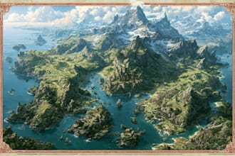 create a jaw dropping fantasy, board game, or dnd map illustration