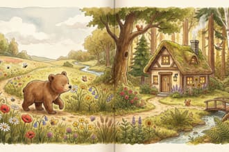 aquarell kinderbuchillustration für kinderbuch geschichtenbuch buchillustration