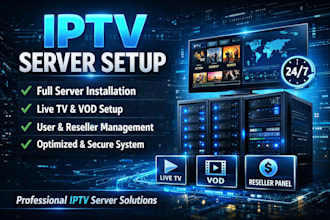do iptv server setup and configure with drm script, 4k vod streaming, playlists