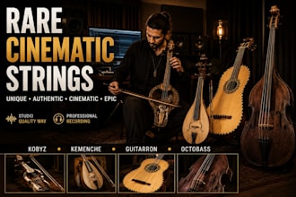 record realistic guitar, violin, cello, bass, or ukulele tracks for your song