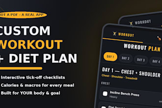create a custom workout and diet plan as an interactive app