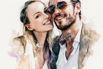 amazing watercolor couple portraits