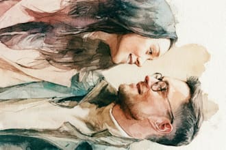 create amazing watercolor couple portrait