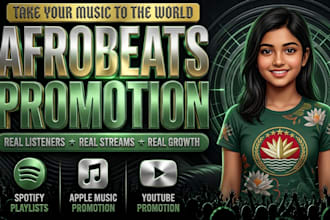 promote your afrobeat music on spotify playlists, college radio and apple music