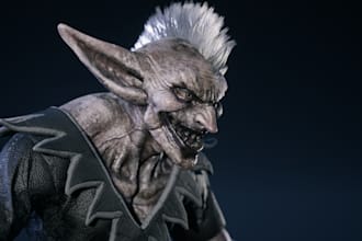 create aaa fantasy goblin, orc, troll, elf, creature 3d character for ue5 unity