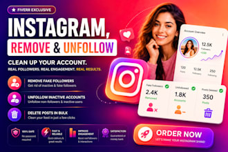 manually unfollow, remove fake followers, delete posts on instagram