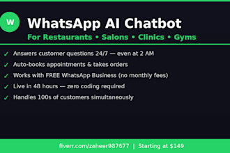 build a whatsapp chatbot for your restaurant salon clinic or gym