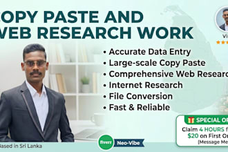 copy paste and web research work