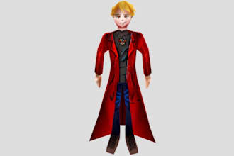 create custom ps1 ,low poly character,ps2, retro psx model, animation in blender
