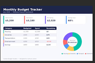 professional custom budget tracker, pitch deck, or business template designing i