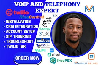 setup twilio ringcentral asterisk 3cx voip pbx magnus billing and sip systems