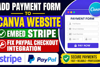 add payment form to canva website embed stripe fix paypal checkout integration