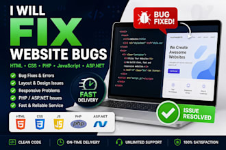 fix HTML CSS PHP javascript or aspnet website bugs