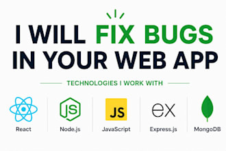fix react js, node js, javascript and API bugs
