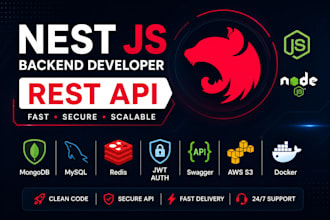 develop rest API using nestjs, nodejs, mongodb or mysql