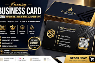 design luxury realtor business card with qr code, gold foil and spot uv