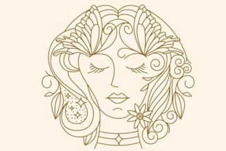 design awesome vintage, retro, monoline badge, line art logo