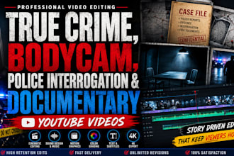 edit true crime, bodycam, police interrogation and  documentary youtube videos