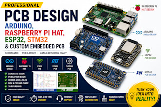 design arduino, raspberry pi hat, esp32, stm32 and custom embedded pcb