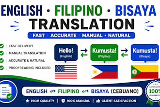 translate english, filipino, and bisaya accurately and naturally  nice