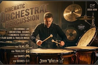 record cinematic orchestral percussion for film score trailer music and games