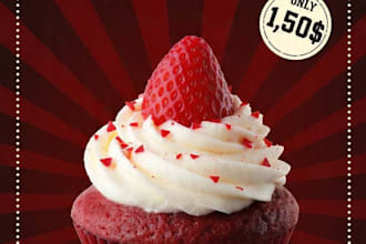 design premium bakery social poster for donut and cup cakes