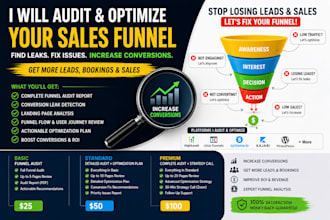 audit and optimize your sales funnel to increase conversions and generate sales