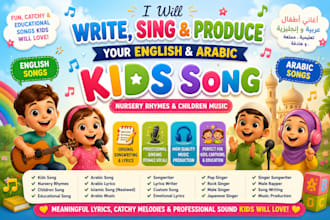 write, sing and produce your english, and arabic kids song, nursery rhymes