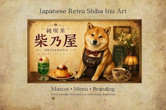 create japanese retro shiba inu art