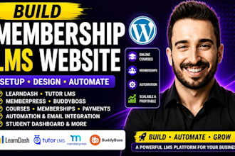 build membership lms website with learndash automation and buddyboss setup tools