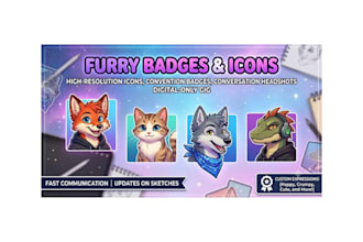 draw cute furry badges and custom fursona icons