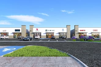 rebuild commercial strip mall,retail plaza,complex exterior,3d storefront design
