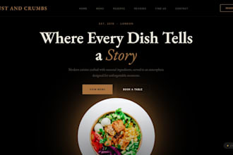 design website with editable themes and live menu